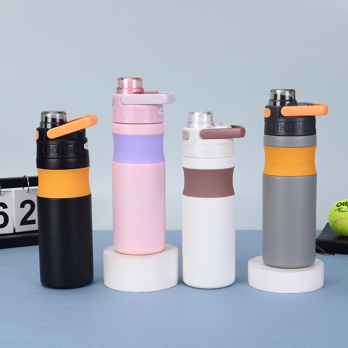 DOUBLE-WALL STAINLESS STEEL SPORTS THERMOS WITH BOUNCE COVER